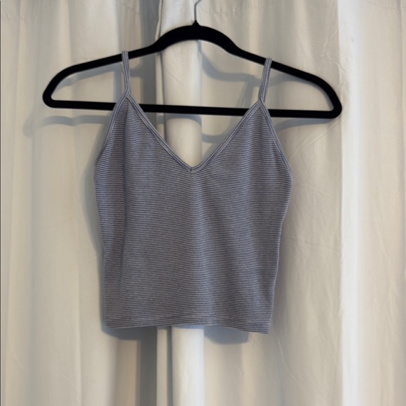 Brandy Melville Tops - Brandy Melville Ribbed Striped Crop Tank Blue White One Size
